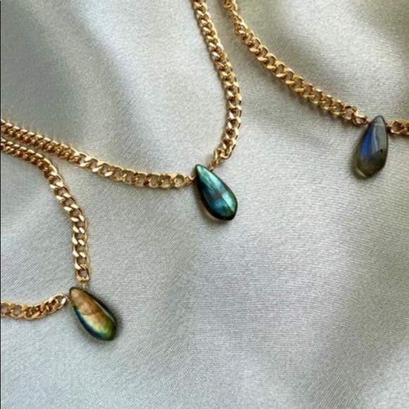 Labradorite Chunky Chain Choker - Picture 4 of 7